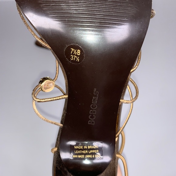 BCBGirls Copper Strappy Leather Heels Size 7.5 - Picture 6 of 8